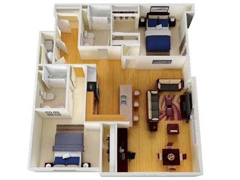 Six1Five Apartments Floor Plan 2x2 G