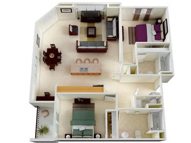 Six1Five Apartments Floor Plan 2x2 F