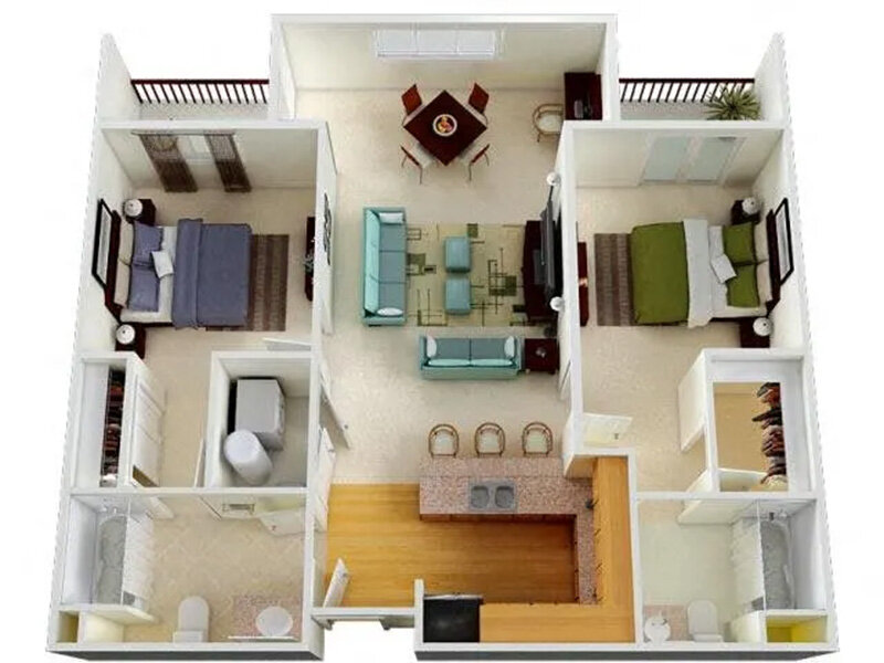 Six1Five Apartments Floor Plan 2x2 A