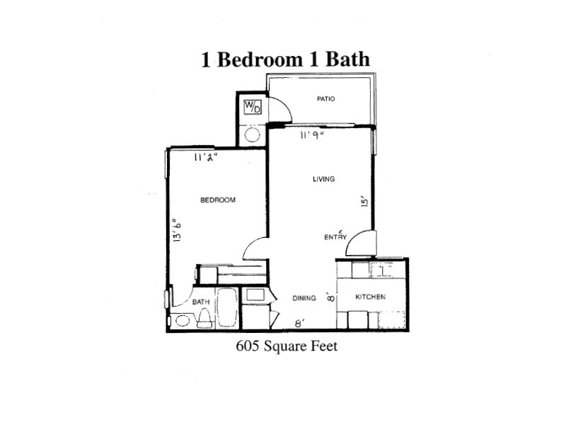 Meadowood Apartments Floor Plan 1 Bedroom 1 Bathroom