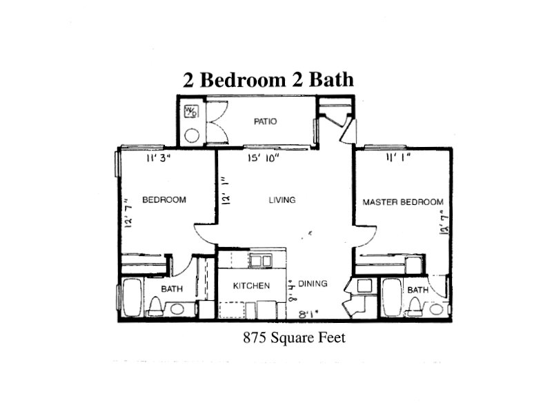 Meadowood Apartments Floor Plan 2 Bedroom 2 Bathroom