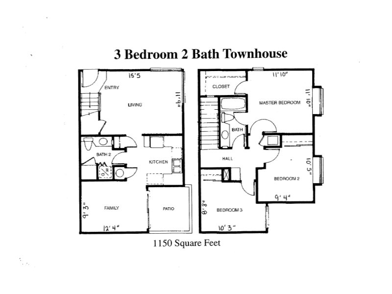 Meadowood Apartments Floor Plan 3 Bedroom Townhome