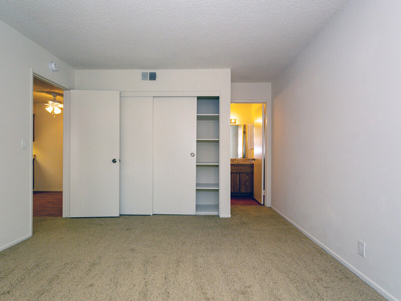 Bedroom with Closet and Bathroom | Meadowood Apartments