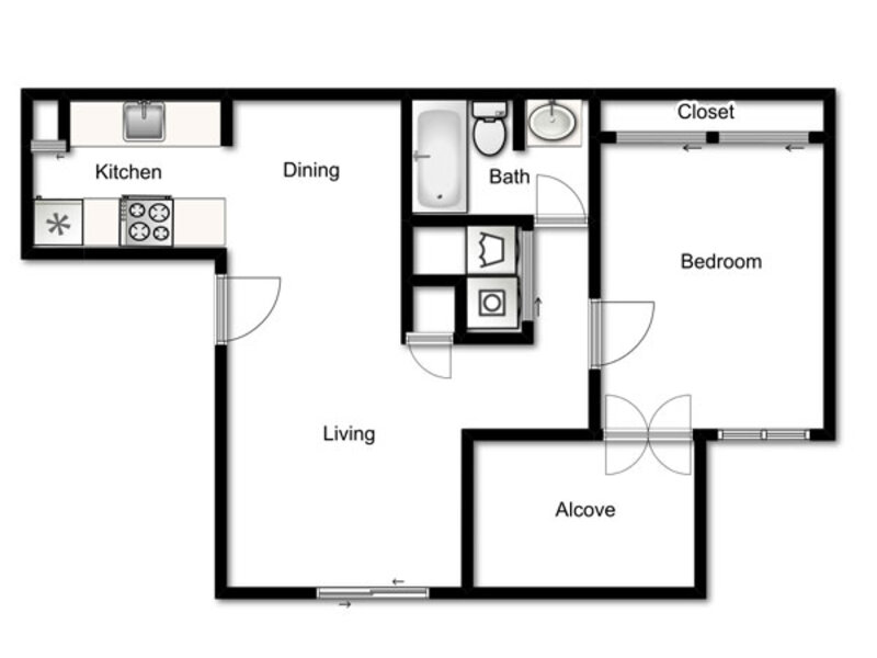 Large 1 Bedroom w/Alcove