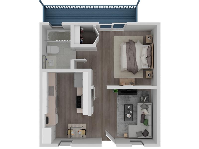 View floor plan image of 1 Bedroom 1 Bath Waterfront View apartment available now