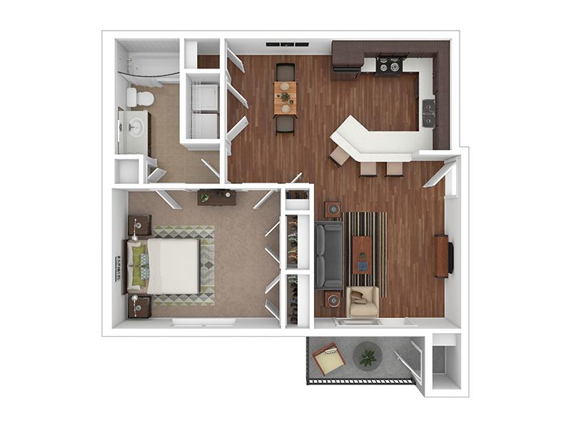 1B1B Floorplan at Gateway Apartments