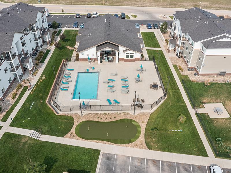 Aerial View of Swimming Pool | Gateway Apartments in Rapid City, SD