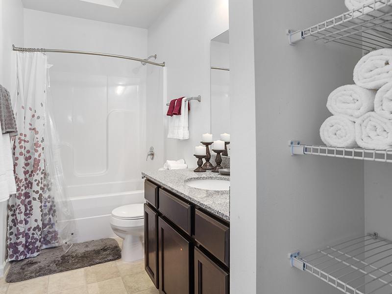 Bathroom with Storage | Gateway Apartments in Rapid City, SD