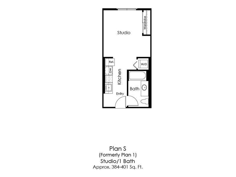 011-0A - Studio floor plan at Monterey Station Apartments 