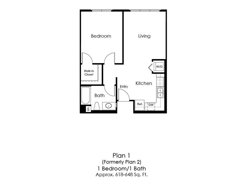 011-1A - 1 x 1 floor plan at Monterey Station Apartments 