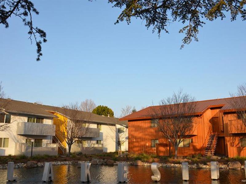Pond with Letters | Lakeside Apartments in San Leandro CA