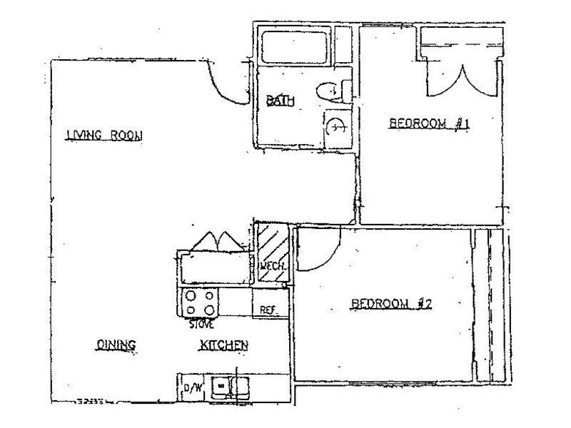 Sunrose Apartments Floor Plan 2 Bedroom 1 Bath