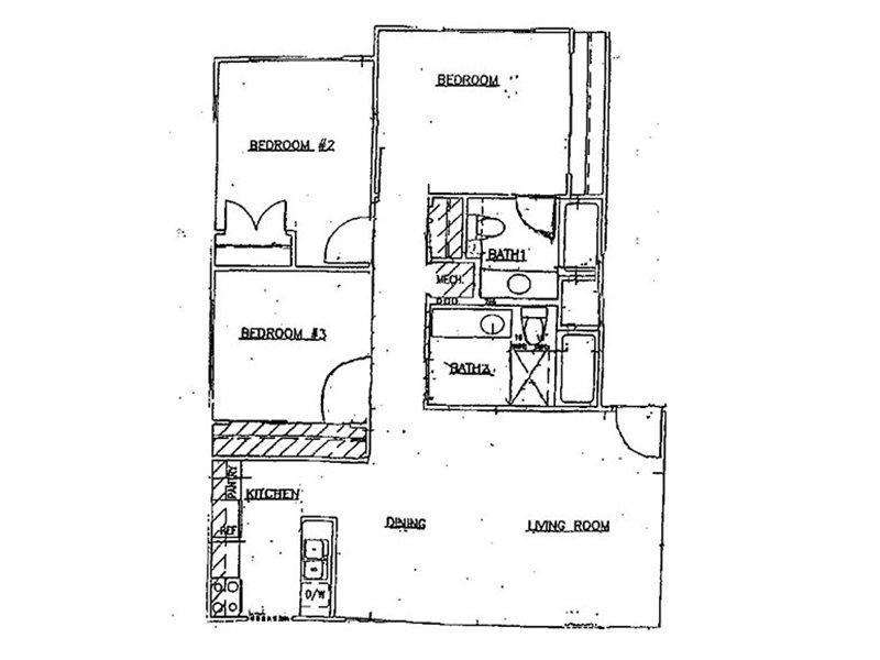 Sunrose Apartments Floor Plan 3 Bedroom 2 Bath