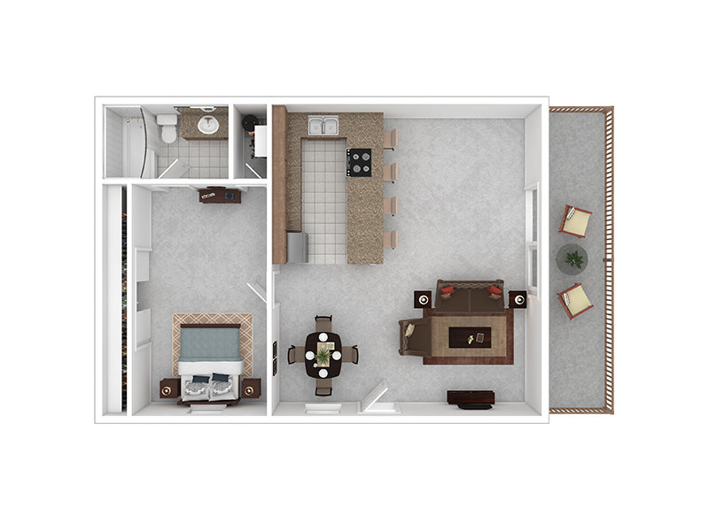 Anaheim Cottages Apartments Floor Plan 1x1