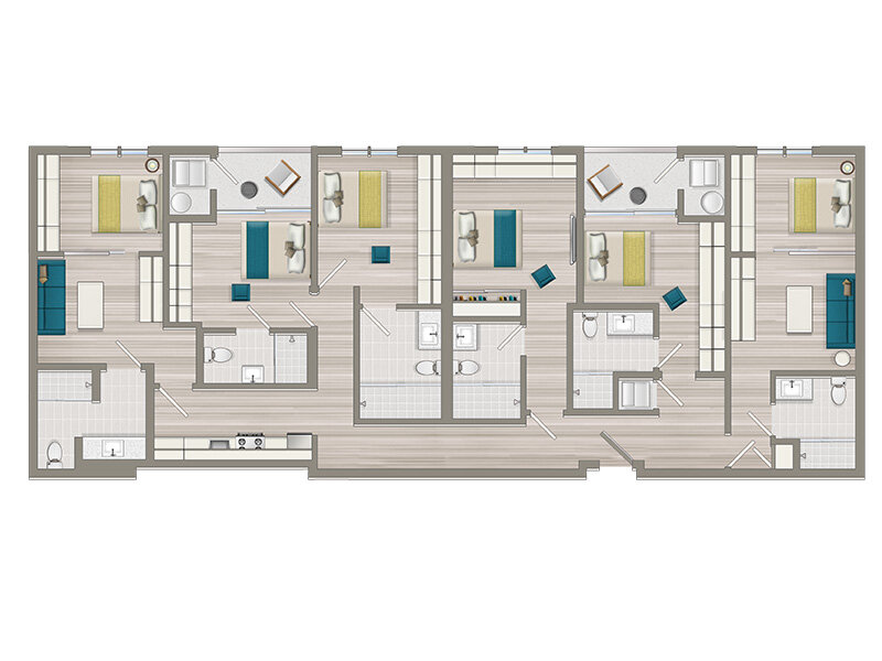 Co-Living Bathroom Studio Floorplan at The Heights on Superior