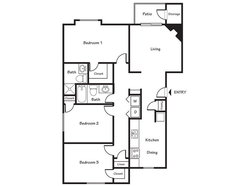 3x2 A Floorplan at Cherry Lane