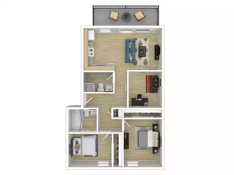 3 Bedroom 2 Bathroom Floorplan
