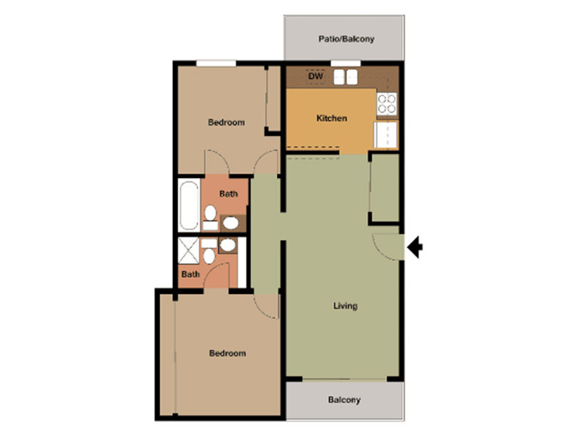 2x1 MD Floorplan at The Square