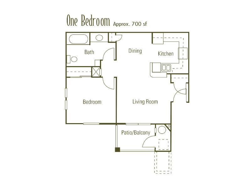 Arlington Creek Apartments Floor Plan 1 Bedroom 700