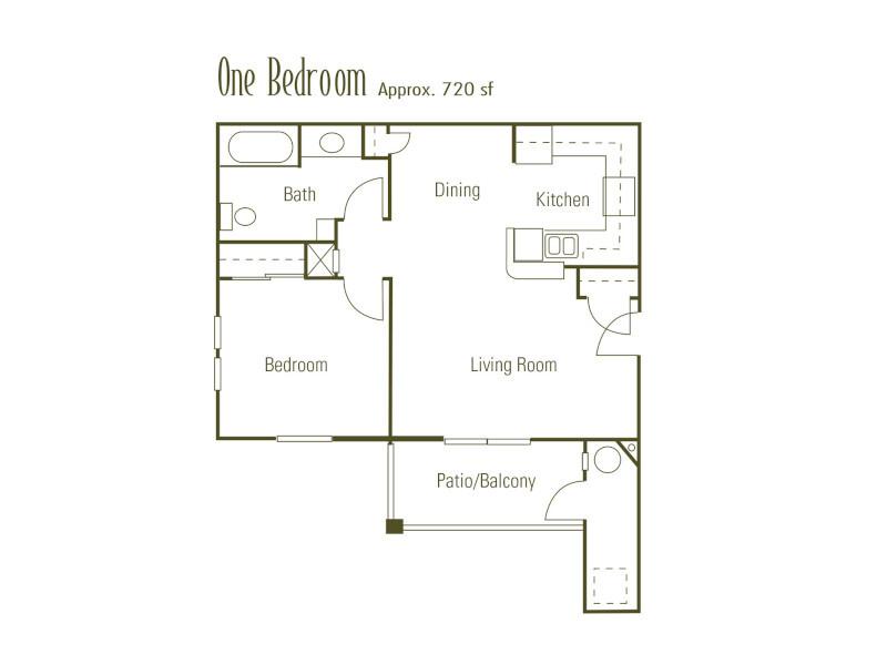 Arlington Creek Apartments Floor Plan 1 Bedroom 720
