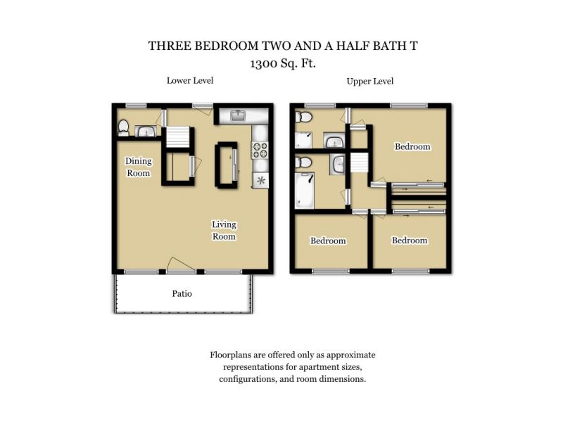 3 Bed 2.5 Bath Plan T Floorplan