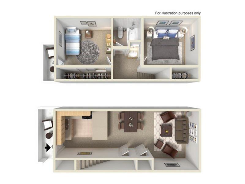 Amber Grove Apartments Floor Plan 2X1.5 TH