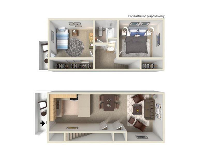View floor plan image of 2x1 TH apartment available now