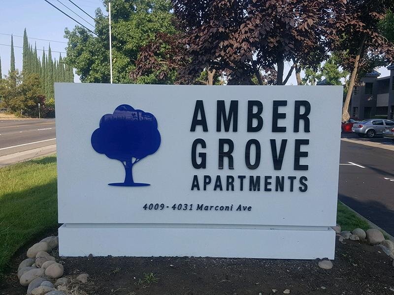 Monument Sign | Amber Grove Apartments in Sacramento, CA