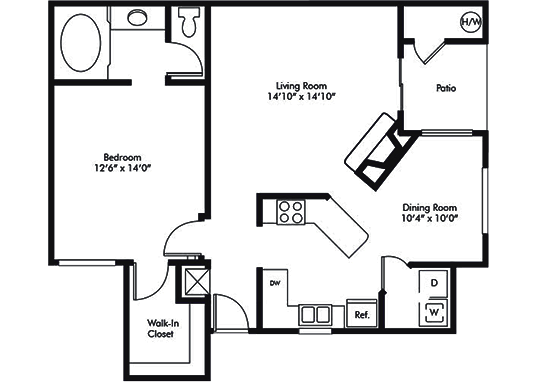 Floorplan for Studio Arnaz Apartments
