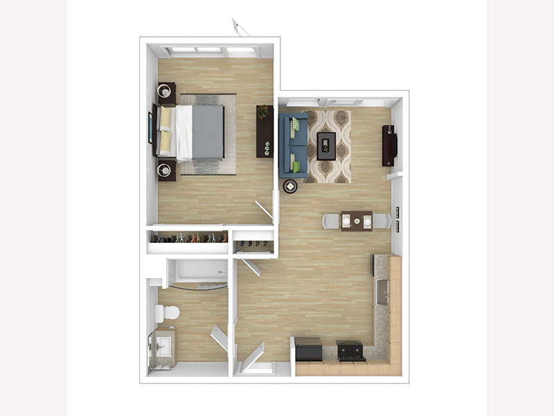 1A floor plan at Aspenwood Apartments