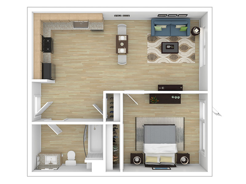 1H floor plan at Aspenwood Apartments