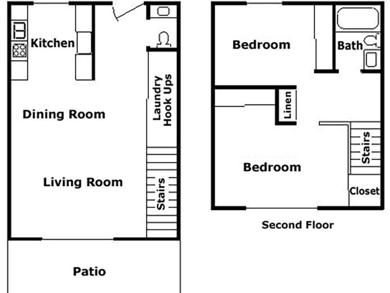 2 Bedroom Townhome Floorplan at Pacific Pines