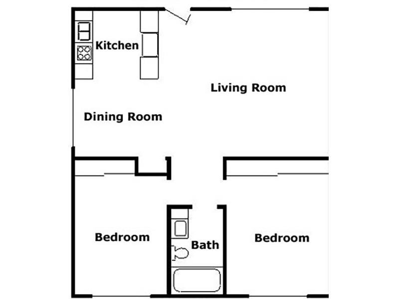 2 Bedroom Floorplan at Pacific Pines