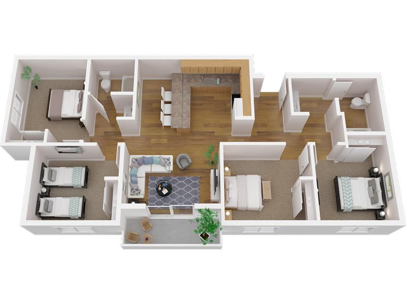 4 Bedroom floor plan at Sawmill Heights Apartments