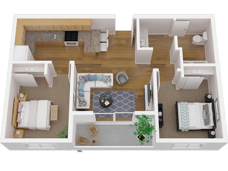 2 Bedroom floor plan at Sawmill Heights Apartments