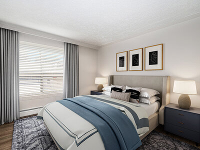 Staged Bedroom | The Rambler Apartments in Denver, CO