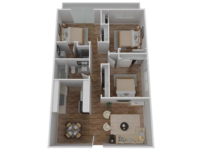 Vivante Apartments Floor Plan 3 BEDROOM 2 BATHROOM