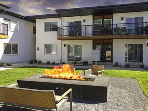 Joshua Tree Apartments | Exterior fireplace view |