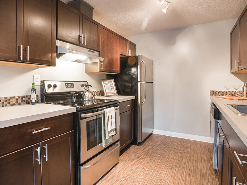 Kitchen with Stainless Steel Appliances | Habitat Apartment Homes
