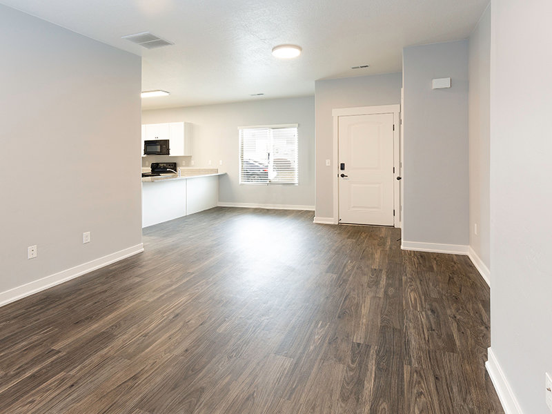 Living Room and Dining Room in a Renovated One Bedroom | Mountain View Townhomes in Ogden, UT