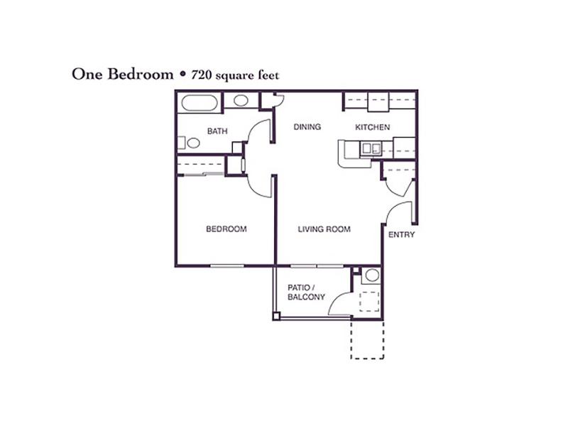 Crocker Oaks Apartments Floor Plan 1 Bedroom 1 Bath