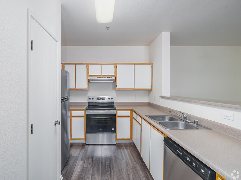 Kitchen with White Appliances | Crocker Oaks Apartments