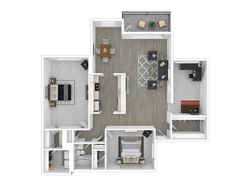 2x1+den Floor Plan at Mountainwood Estates Apartments