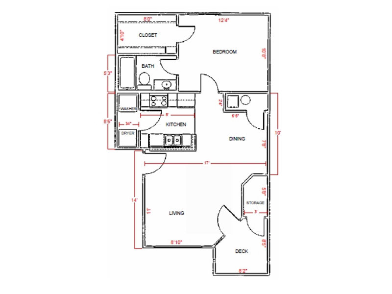 Shaw Mountain Apartments Floor Plan 1 Bedroom