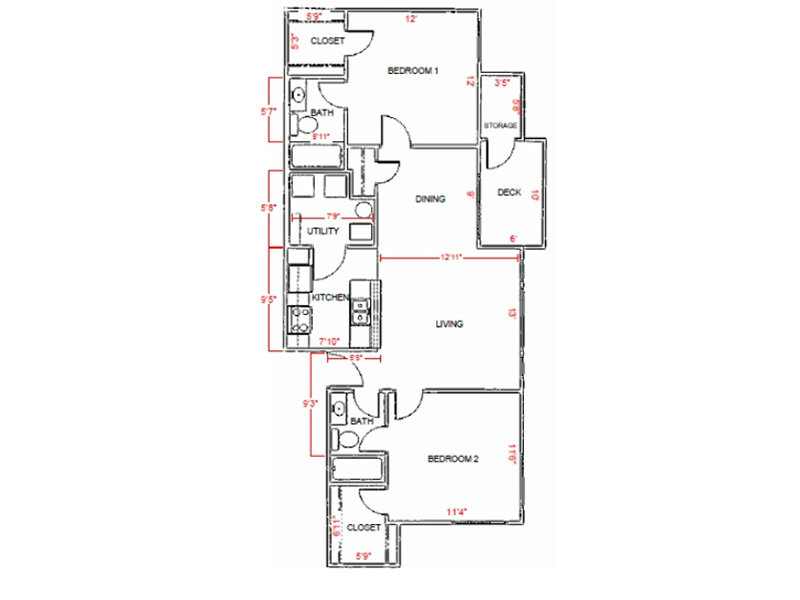 Shaw Mountain Apartments Floor Plan 2 Bedroom