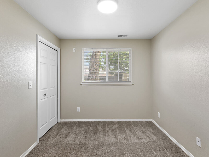 Bedroom with Window and Ceiling Light and Carpeted Flooring | Spring Creek
