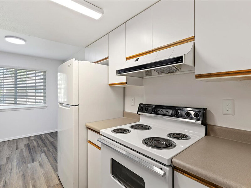 Kitchen with Electric Range | Spring Creek Apartments