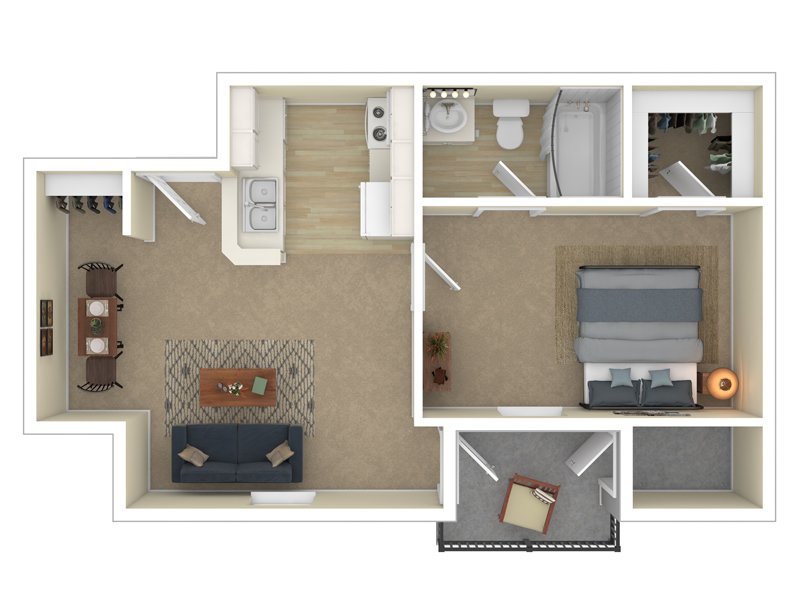 Cedar Square Apartments Floor Plan 1 Bedroom 1 Bath