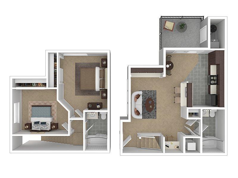 2x2 - 880 Floorplan at Stonesthrow