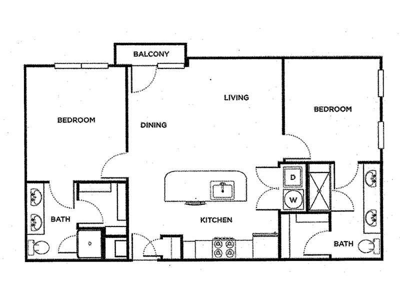 2 Bedroom Villa B2 Floorplan at Luxe at Burbank